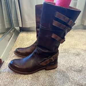 Bed Stu Brown Leather Mid-Calf Buckle Boots - Women